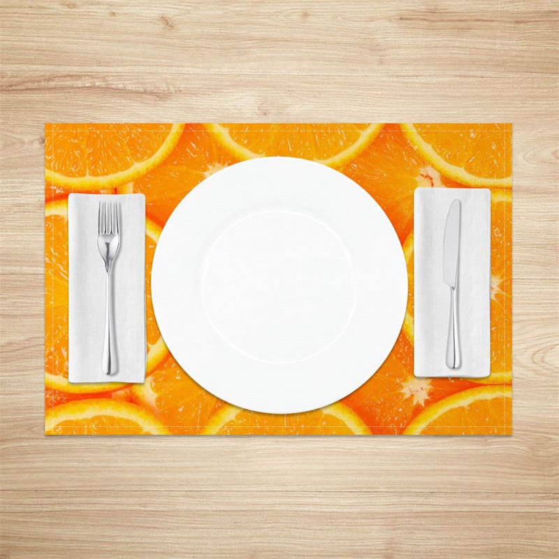 Aperturee - Aperturee Orange Slices Fruit Set of 4 Placemats For Dining