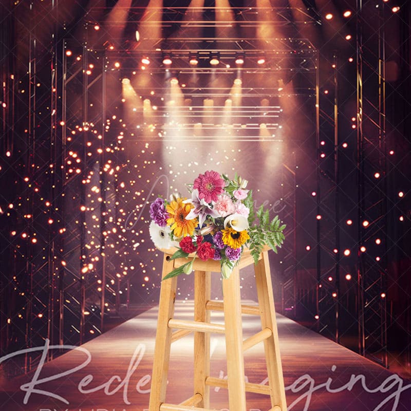 Aperturee - Aperturee Orange Spotlight Model Runway Stage Photo Backdrop