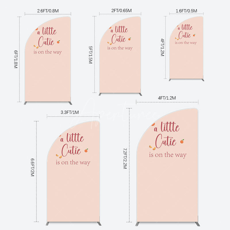 Aperturee - Aperturee Orange Sweet Cutie Baby Shower Half Moon Arch Backdrop