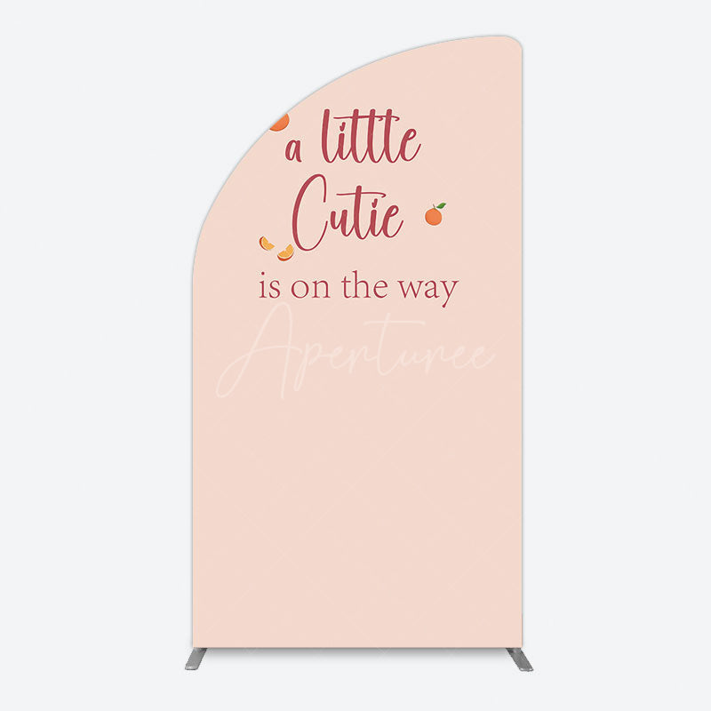 Aperturee - Aperturee Orange Sweet Cutie Baby Shower Half Moon Arch Backdrop