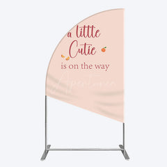 Aperturee - Aperturee Orange Sweet Cutie Baby Shower Half Moon Arch Backdrop