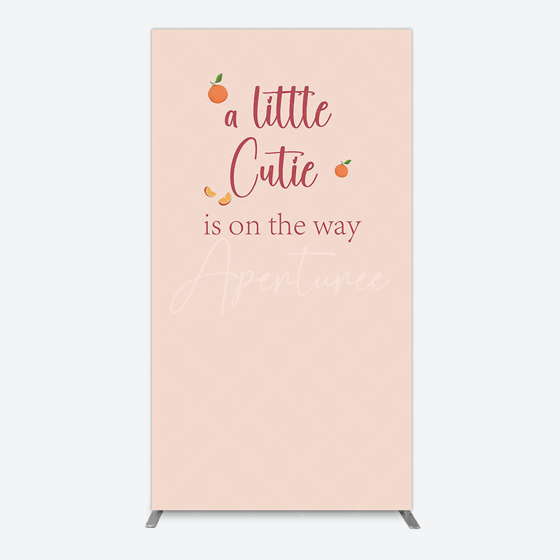 Aperturee - Aperturee Orange Sweet Cutie Baby Shower Rectangle Backdrop