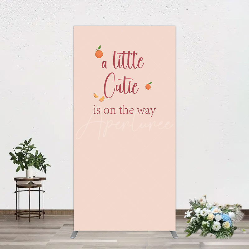 Aperturee - Aperturee Orange Sweet Cutie Baby Shower Rectangle Backdrop