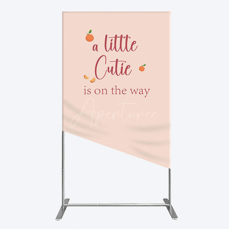 Aperturee - Aperturee Orange Sweet Cutie Baby Shower Rectangle Backdrop