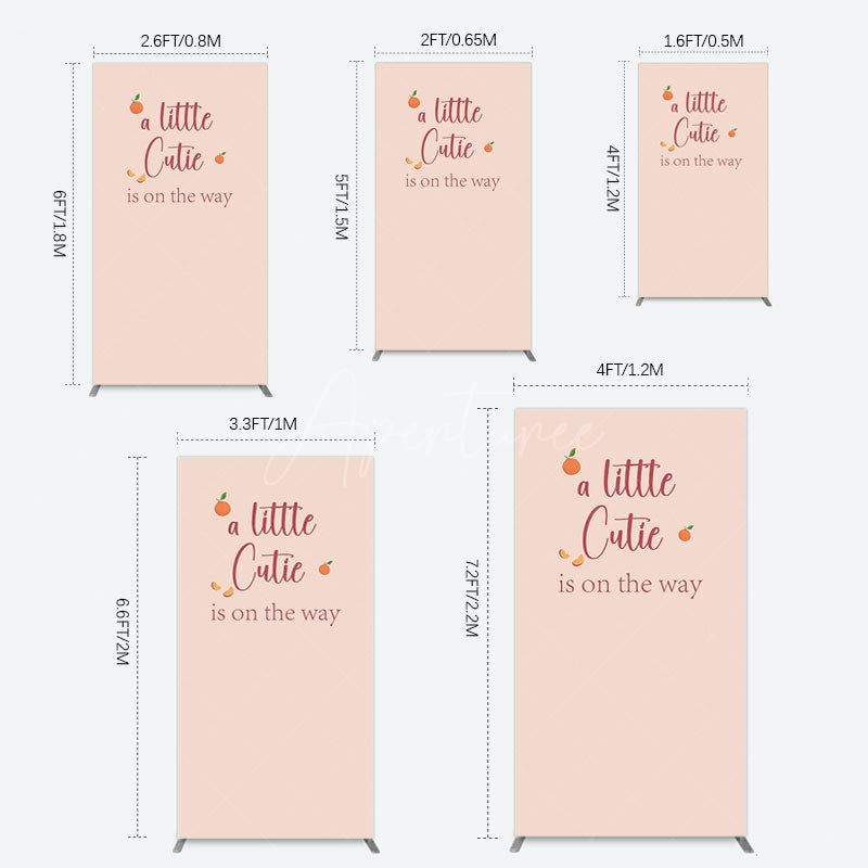 Aperturee - Aperturee Orange Sweet Cutie Baby Shower Rectangle Backdrop
