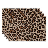 Aperturee - Aperturee Original Leopard Print Dining Set of 4 Placemats