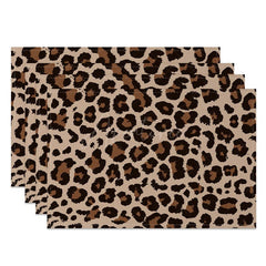 Aperturee - Aperturee Original Leopard Print Dining Set of 4 Placemats
