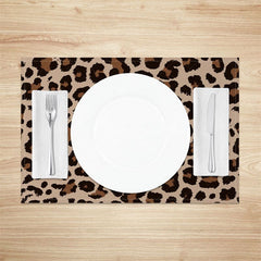 Aperturee - Aperturee Original Leopard Print Dining Set of 4 Placemats