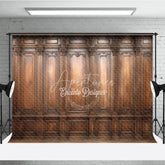Aperturee - Aperturee Ornate Wooden Wall Photography Backdrop Vintage Library or Office Elegant Retro Interior Photo Background