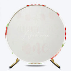 Aperturee - Aperturee Our Berry Sweet is Turning One Round Backdrop Strawberry 1st Birthday Party Decoration