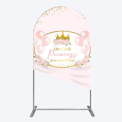 Aperturee - Aperturee Our Little Princess Baby Shower Arch Backdrop Pink and Gold Royal Crown with Balloons Girl Party Photo Booth Decor