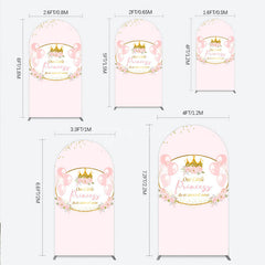 Aperturee - Aperturee Our Little Princess Baby Shower Arch Backdrop Pink and Gold Royal Crown with Balloons Girl Party Photo Booth Decor