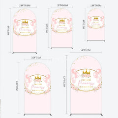 Aperturee - Aperturee Our Little Princess Baby Shower Arch Backdrop Pink and Gold Royal Crown with Balloons Girl Party Photo Booth Decor