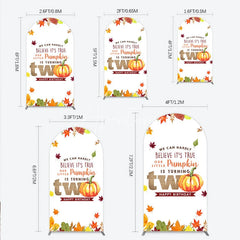 Aperturee - Aperturee Our Little Pumpkin is Turning Two Arch Backdrop Fall Autumn Leaves 2nd Birthday Rustic Party Photo Booth Decor