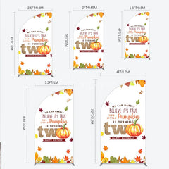 Aperturee - Aperturee Our Little Pumpkin is Turning Two Half Moon Arch Backdrop Fall Autumn Leaves 2nd Birthday Rustic Party Photo Booth
