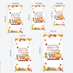 Aperturee - Aperturee Our Little Pumpkin is Turning Two Rectangle Backdrop Fall Autumn Leaves 2nd Birthday Rustic Party Photo Booth Decor