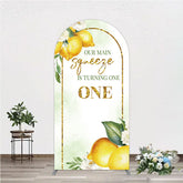Aperturee - Aperturee Our Main Squeeze is Turning One Arch Backdrop Lemon Themed First Birthday Summer Citrus Party Photo Prop