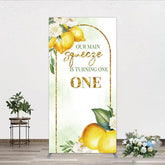 Aperturee - Aperturee Our Main Squeeze is Turning One Rectangle Backdrop Lemon Themed First Birthday Summer Citrus Party Photo Prop