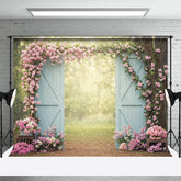 Aperturee - Aperturee Outdoor Floral Arched Door Bokeh Spring Backdrops