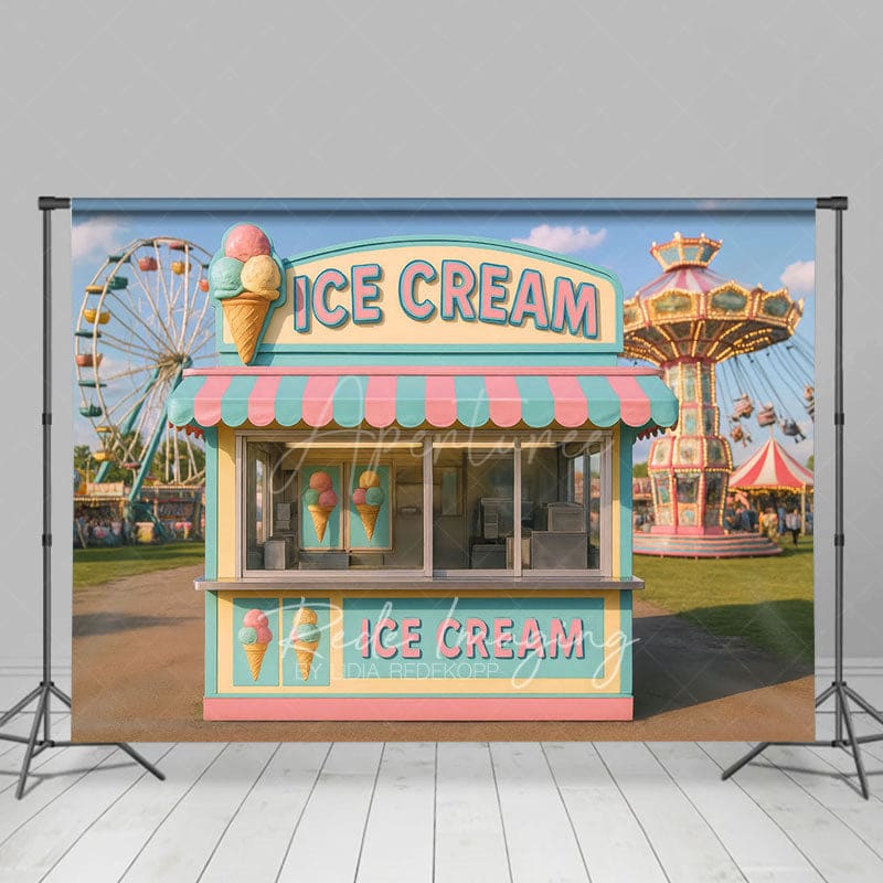 Aperturee - Aperturee Outdoor Playground Ice Cream Shop Photo Backdrop