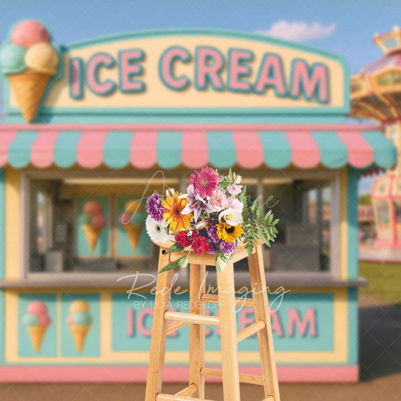 Aperturee - Aperturee Outdoor Playground Ice Cream Shop Photo Backdrop