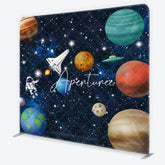 Aperturee - Aperturee Outer Space Astronaut and Planets Square Double-Sided Backdrop Galaxy Kids Birthday Party Photo Decor