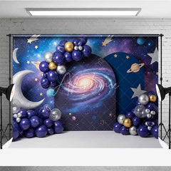 Aperturee - Aperturee Outer Space Galaxy Photography Backdrop Planets and Stars Universe Party Banner
