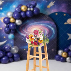 Aperturee - Aperturee Outer Space Galaxy Photography Backdrop Planets and Stars Universe Party Banner