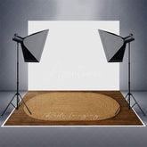 Aperturee - Aperturee Oval Taupe Wooden Pattern Rubber Floor Mat For Photo