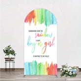 Aperturee - Aperturee Over The Rainbow Arch Backdrop Watercolor Colorful Stripe Decoration Gender Reveal Background
