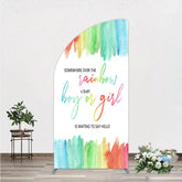 Aperturee - Aperturee Over The Rainbow Half Moon Arch Backdrop Watercolor Colorful Stripe Decoration Gender Reveal Background