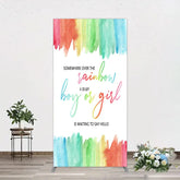 Aperturee - Aperturee Over The Rainbow Rectangle Backdrop Watercolor Colorful Stripe Decoration Gender Reveal Background