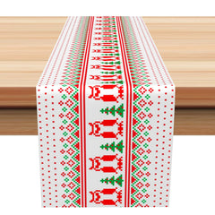 Aperturee - Aperturee Owl Christmas Tree Ugly Sweater Dots Table Runner