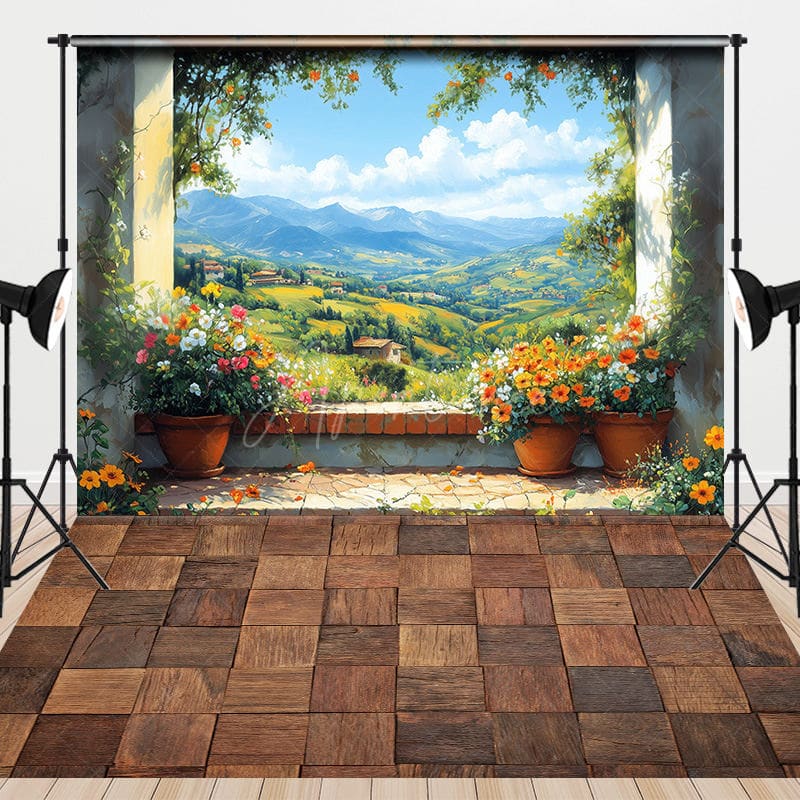 Aperturee - Aperturee Paint Natural Spring Scene Floral Combo Set Backdrop