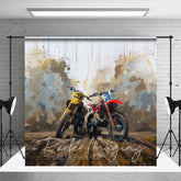 Aperturee - Aperturee Painted Abstract Muddy Dirt Bike Sport Photo Backdrop