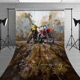 Aperturee - Aperturee Painted Abstract Muddy Dirt Bike Sport Sweep Backdrop