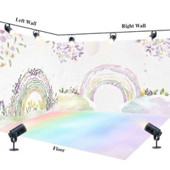 Aperturee - Aperturee Painted Color Rainbow Floral Spring Room Set Backdrop