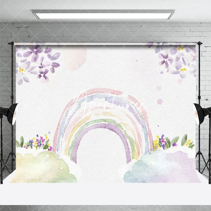 Aperturee - Aperturee Painted Color Rainbow Floral Spring Room Set Backdrop