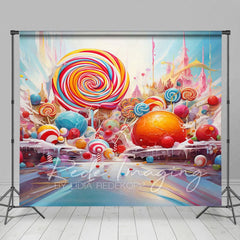 Aperturee - Aperturee Painted Colorful Candyland Cake Smash Photo Backdrop