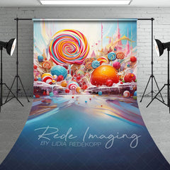 Aperturee - Aperturee Painted Colorful Candyland Cake Smash Sweep Backdrop