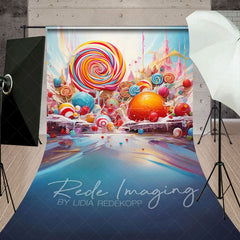 Aperturee - Aperturee Painted Colorful Candyland Cake Smash Sweep Backdrop