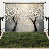 Aperturee - Aperturee Painted Floral Tree Grass Field Combo Set Backdrop