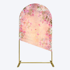 Aperturee - Aperturee Painted Pink Floral Leaves Birthday Arch Backdrop