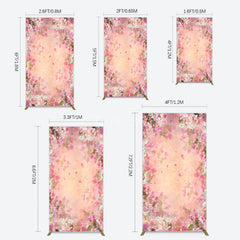 Aperturee - Aperturee Painted Pink Floral Leaves Birthday Rectangle Backdrop