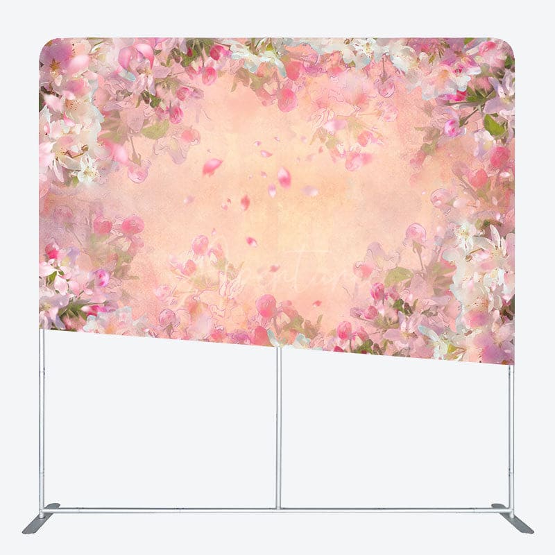 Aperturee - Aperturee Painted Pink Floral Retro Photo Pillow Case Backdrop