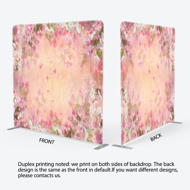 Aperturee - Aperturee Painted Pink Floral Retro Photo Pillow Case Backdrop