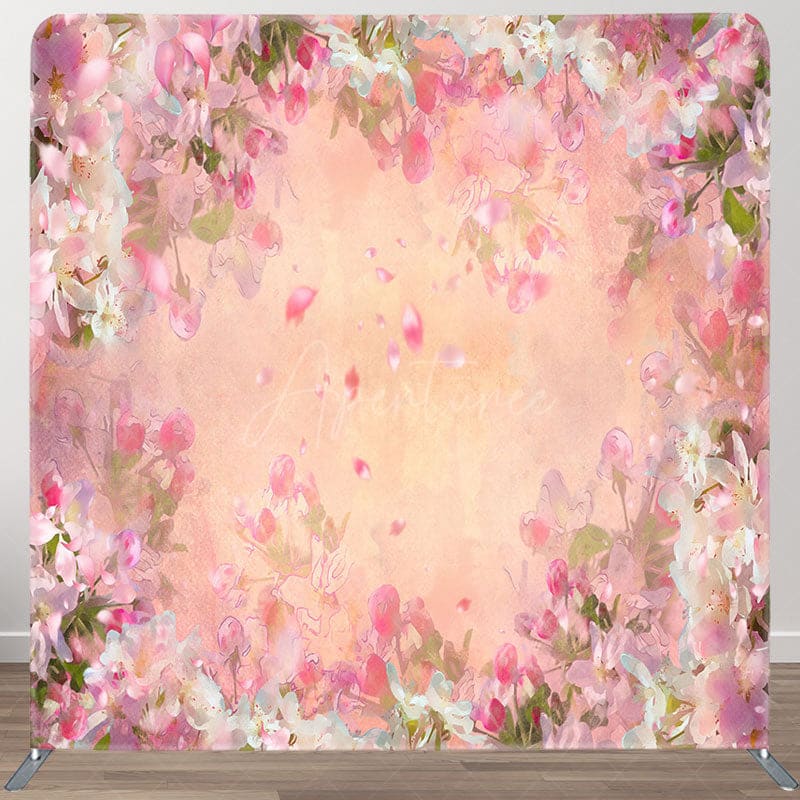 Aperturee - Aperturee Painted Pink Floral Retro Photo Pillow Case Backdrop
