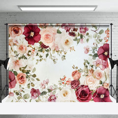 Aperturee - Aperturee Painted Red Pink Spring Florals Photography Backdrop