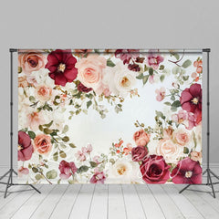 Aperturee - Aperturee Painted Red Pink Spring Florals Photography Backdrop