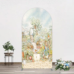 Aperturee - Aperturee Painted Rural Farmland Mr Bunny Birthday Arch Backdrop